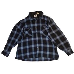 Vintage Lumberjack Shirt Men XL 17-17.5 Blue Plaid Flannel Lined 80s 90s Grunge